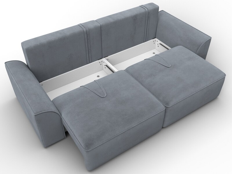 Диван прямой Лига-048 НПБ, Велюр, TOWER 10 серый