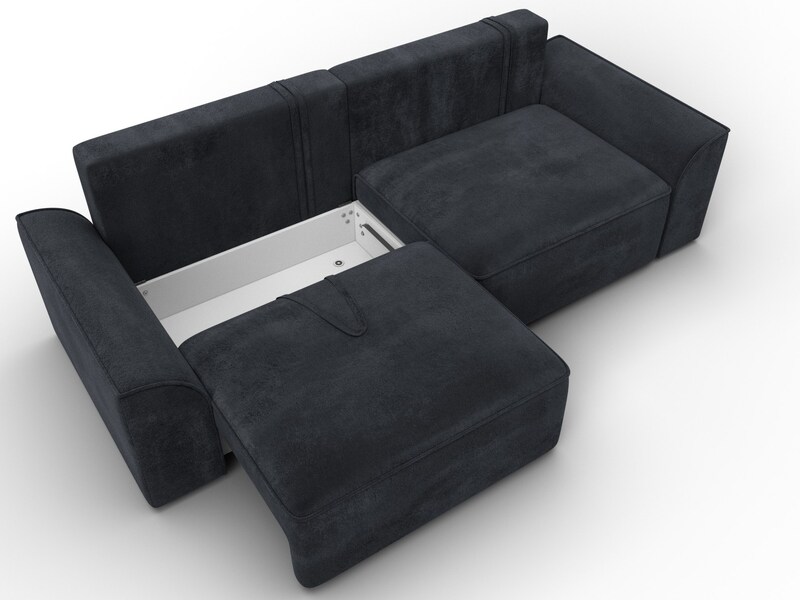 Диван прямой Лига-048 НПБ, Велюр, TOWER 11 темно-серый