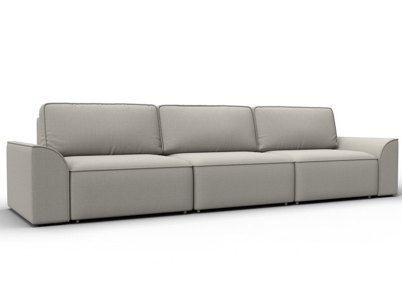 Диван прямой Лига-048 НПБ Лонг, Рогожка, Амур 02 бежевый