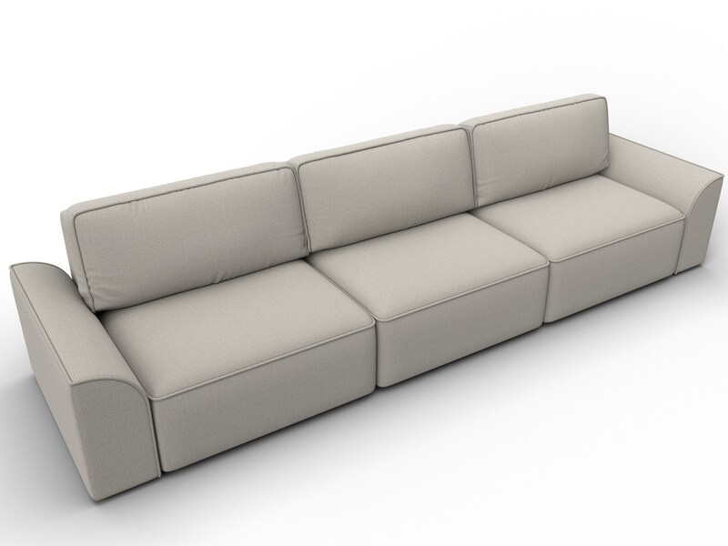 Диван прямой Лига-048 НПБ Лонг, Рогожка, Амур 02 бежевый