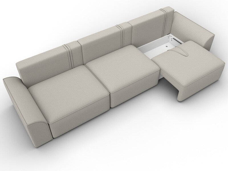 Диван прямой Лига-048 НПБ Лонг, Рогожка, Амур 02 бежевый