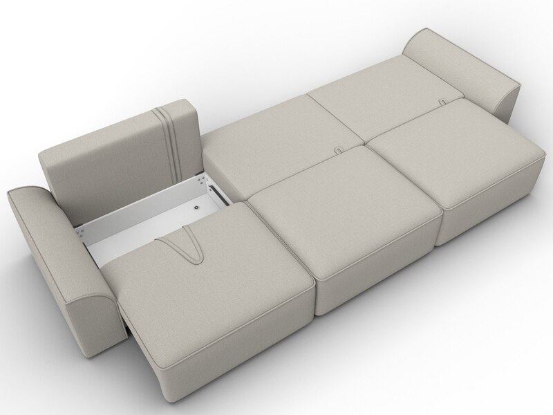 Диван прямой Лига-048 НПБ Лонг, Рогожка, Амур 02 бежевый