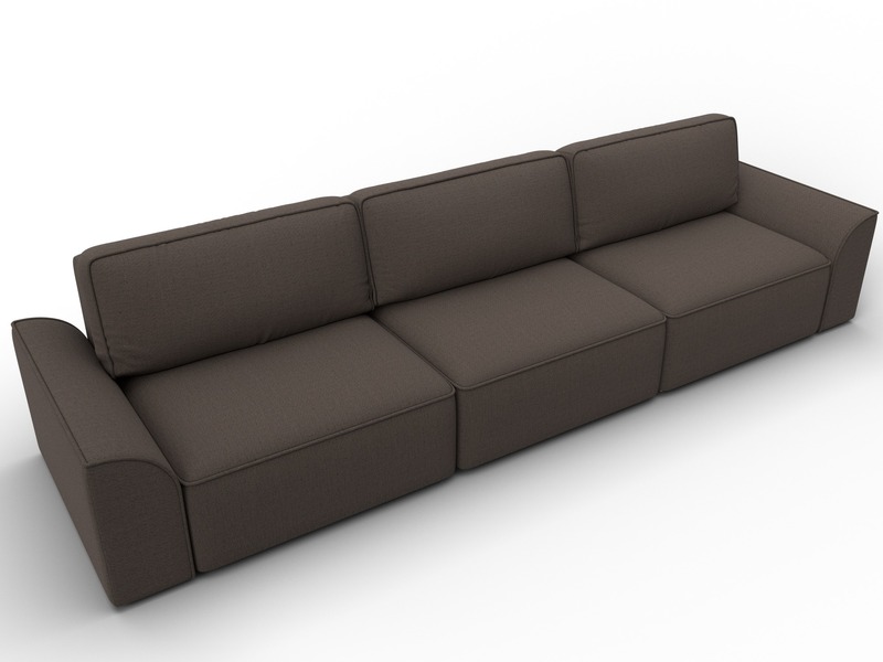 Диван прямой Лига-048 НПБ Лонг, Рогожка, Амур 05 коричневый