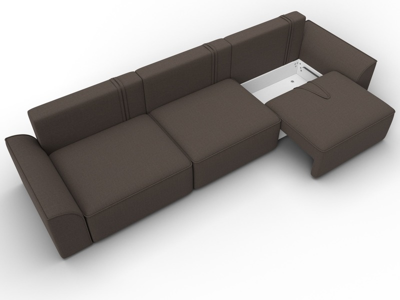 Диван прямой Лига-048 НПБ Лонг, Рогожка, Амур 05 коричневый