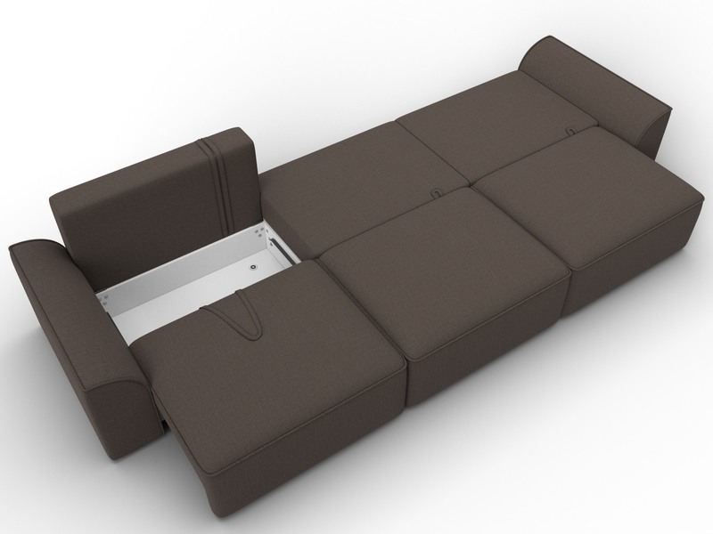 Диван прямой Лига-048 НПБ Лонг, Рогожка, Амур 05 коричневый