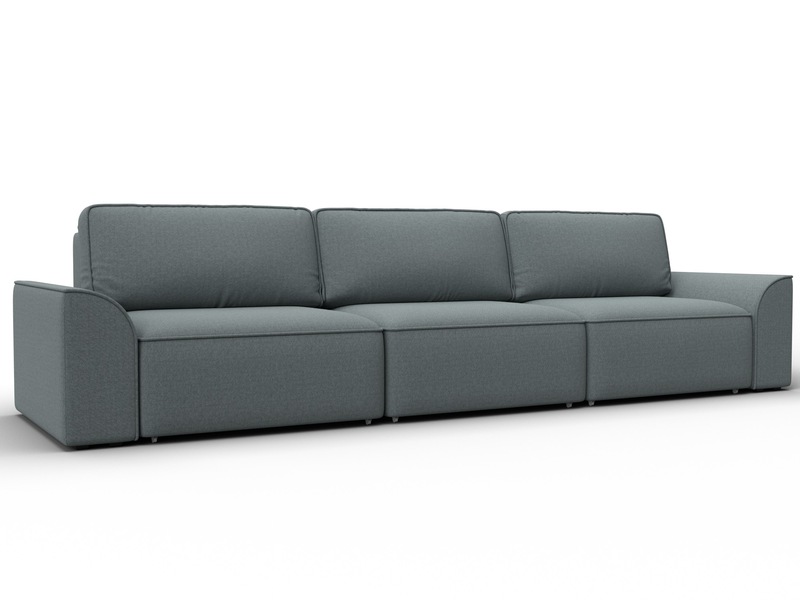 Диван прямой Лига-048 НПБ Лонг, Рогожка, Амур 07 серый