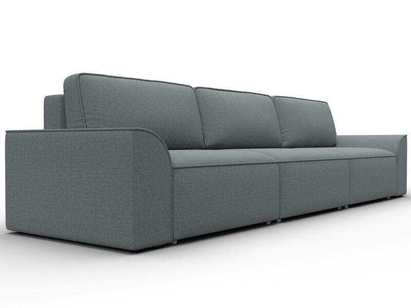 Диван прямой Лига-048 НПБ Лонг, Рогожка, Амур 07 серый