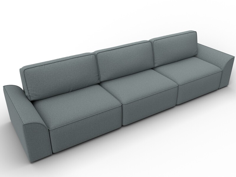 Диван прямой Лига-048 НПБ Лонг, Рогожка, Амур 07 серый