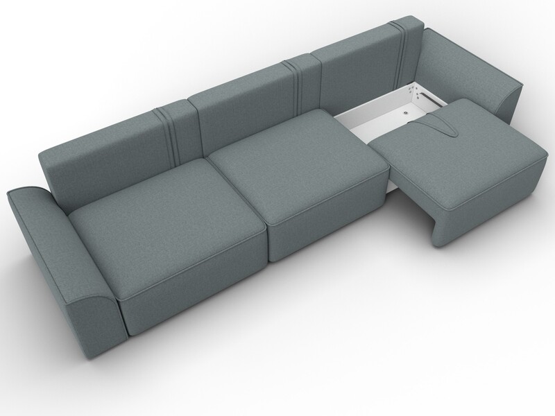 Диван прямой Лига-048 НПБ Лонг, Рогожка, Амур 07 серый