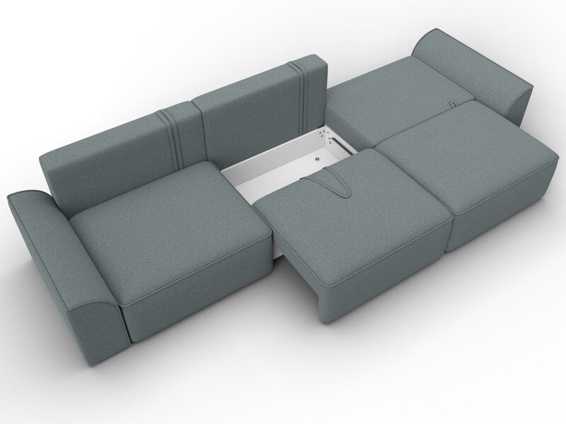 Диван прямой Лига-048 НПБ Лонг, Рогожка, Амур 07 серый