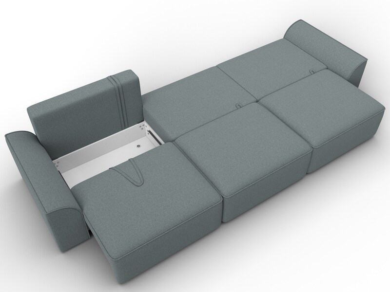 Диван прямой Лига-048 НПБ Лонг, Рогожка, Амур 07 серый