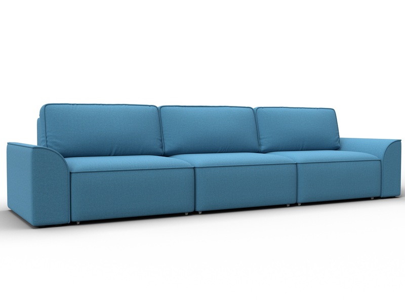 Диван прямой Лига-048 НПБ Лонг, Рогожка, Амур 10 голубой