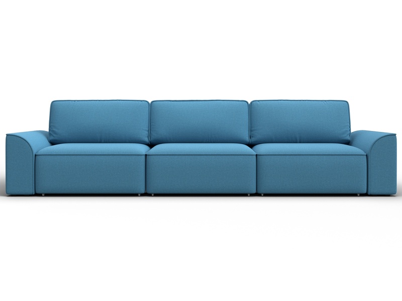 Диван прямой Лига-048 НПБ Лонг, Рогожка, Амур 10 голубой