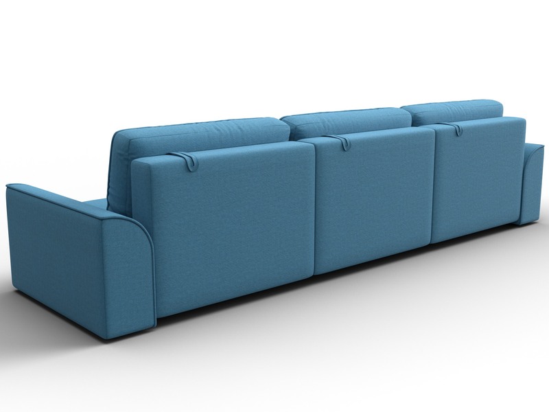 Диван прямой Лига-048 НПБ Лонг, Рогожка, Амур 10 голубой