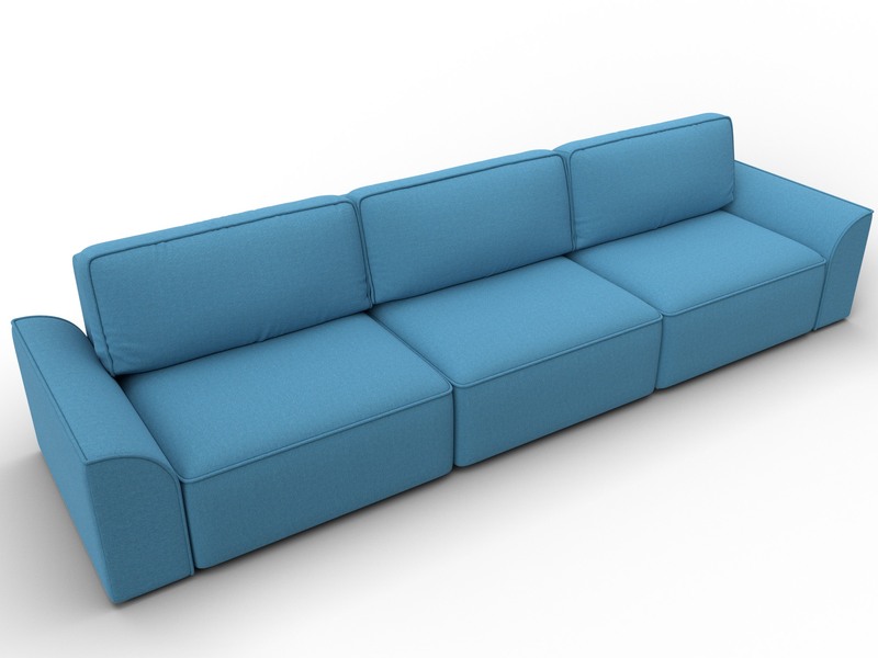 Диван прямой Лига-048 НПБ Лонг, Рогожка, Амур 10 голубой