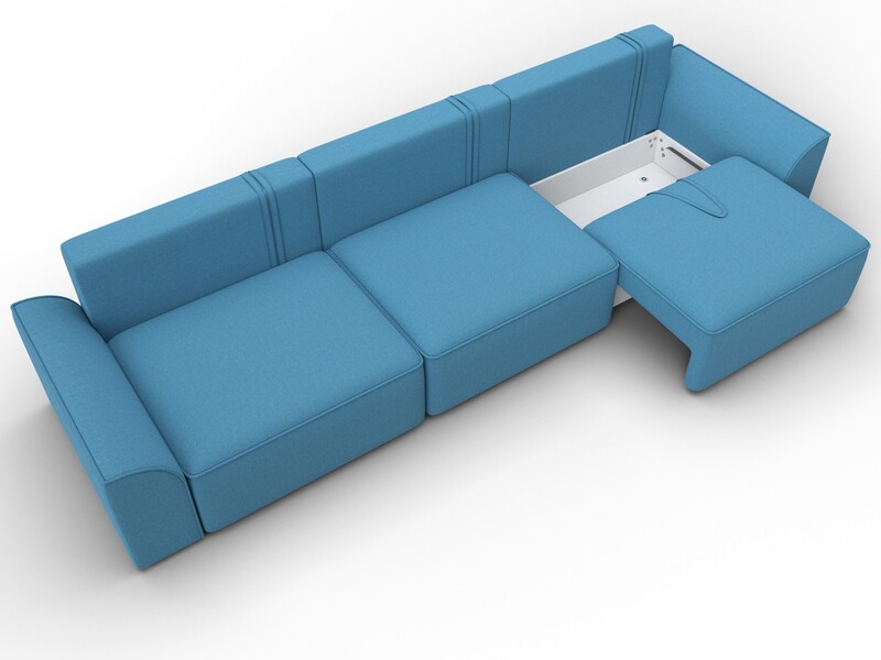 Диван прямой Лига-048 НПБ Лонг, Рогожка, Амур 10 голубой