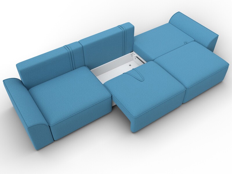 Диван прямой Лига-048 НПБ Лонг, Рогожка, Амур 10 голубой