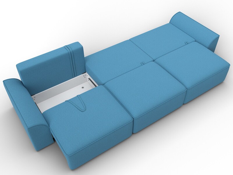 Диван прямой Лига-048 НПБ Лонг, Рогожка, Амур 10 голубой