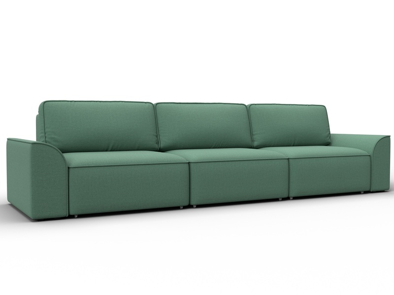 Диван прямой Лига-048 НПБ Лонг, Рогожка, Амур 11 зеленый