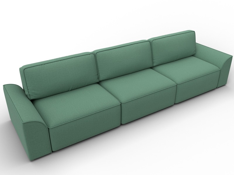 Диван прямой Лига-048 НПБ Лонг, Рогожка, Амур 11 зеленый