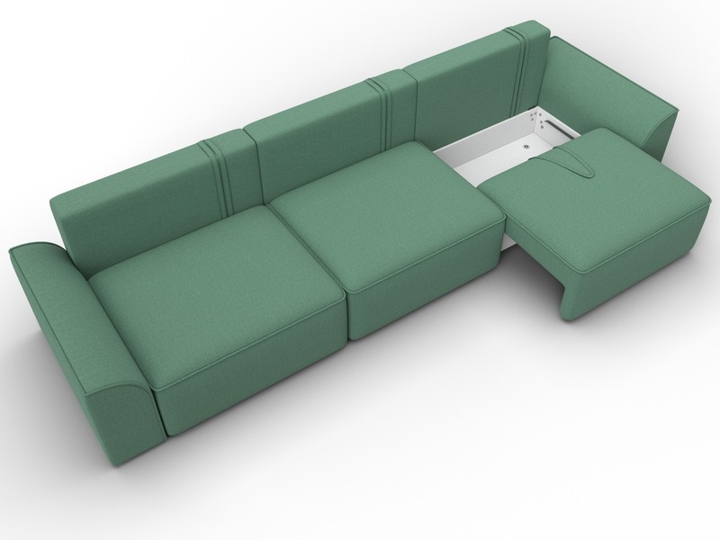 Диван прямой Лига-048 НПБ Лонг, Рогожка, Амур 11 зеленый