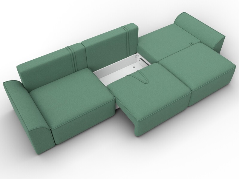 Диван прямой Лига-048 НПБ Лонг, Рогожка, Амур 11 зеленый