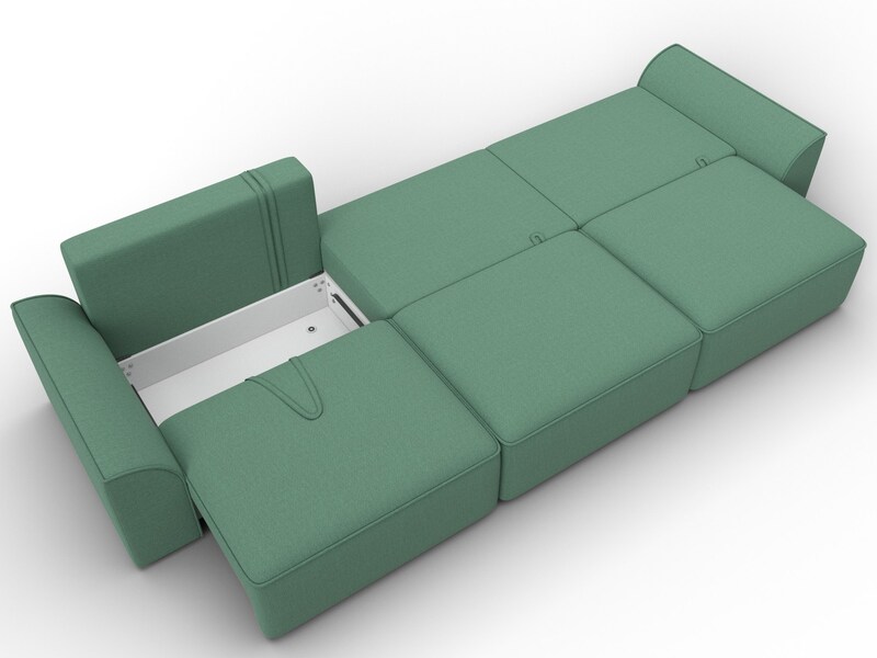 Диван прямой Лига-048 НПБ Лонг, Рогожка, Амур 11 зеленый