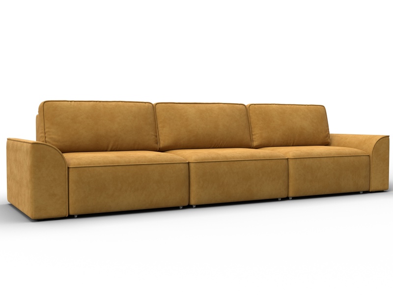 Диван прямой Лига-048 НПБ Лонг, Велюр, BRUT 10 желтый