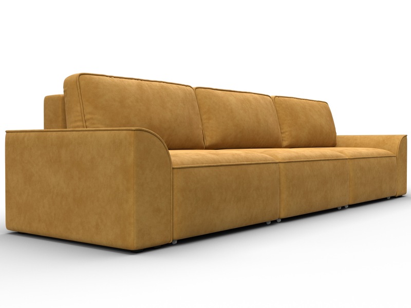 Диван прямой Лига-048 НПБ Лонг, Велюр, BRUT 10 желтый