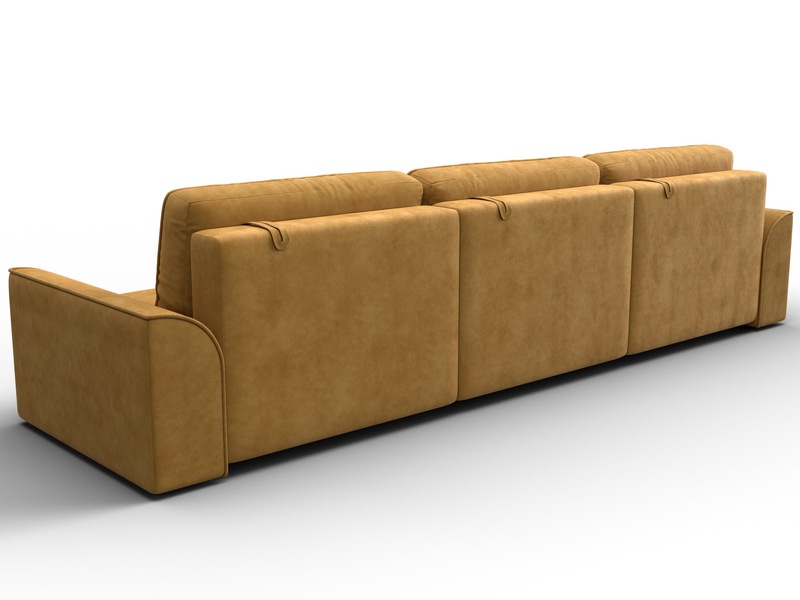 Диван прямой Лига-048 НПБ Лонг, Велюр, BRUT 10 желтый