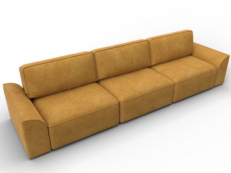 Диван прямой Лига-048 НПБ Лонг, Велюр, BRUT 10 желтый