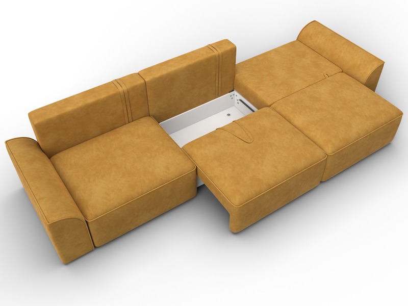 Диван прямой Лига-048 НПБ Лонг, Велюр, BRUT 10 желтый