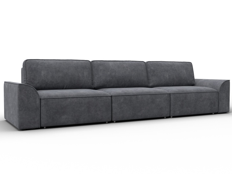 Диван прямой Лига-048 НПБ Лонг, Велюр, BRUT 16 темно-серый