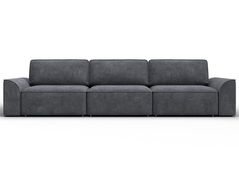 Диван прямой Лига-048 НПБ Лонг, Велюр, BRUT 16 темно-серый