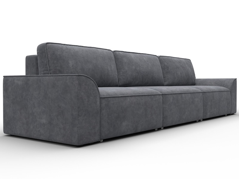 Диван прямой Лига-048 НПБ Лонг, Велюр, BRUT 16 темно-серый