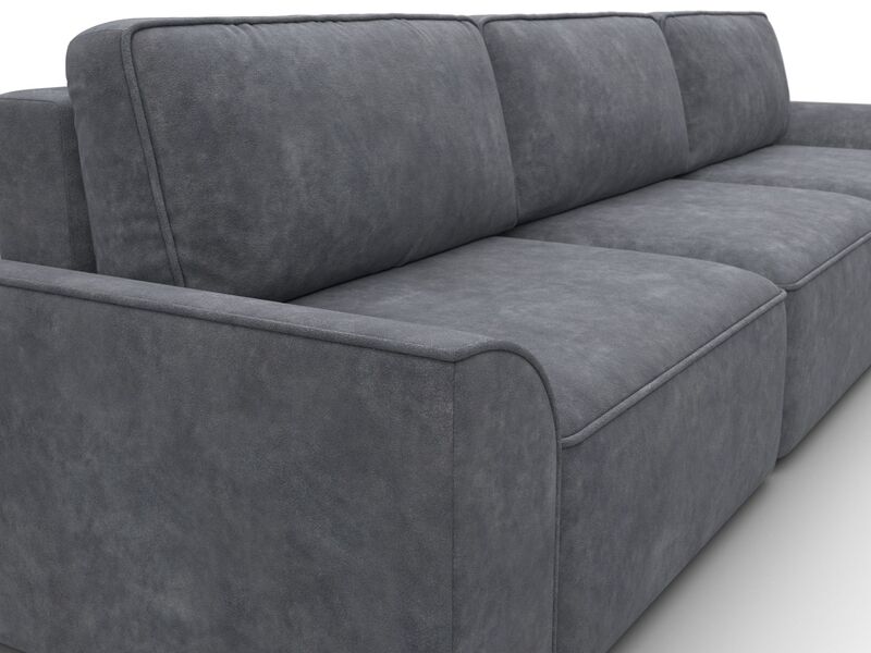 Диван прямой Лига-048 НПБ Лонг, Велюр, BRUT 16 темно-серый