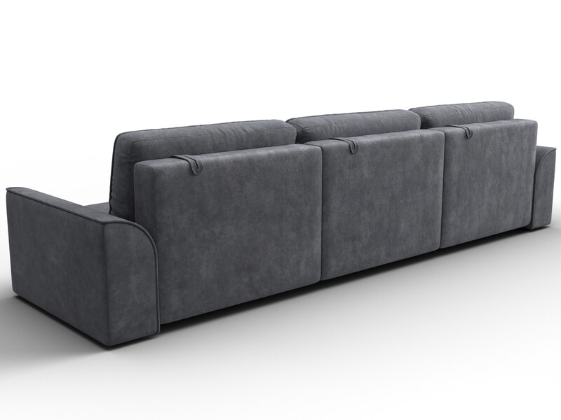 Диван прямой Лига-048 НПБ Лонг, Велюр, BRUT 16 темно-серый