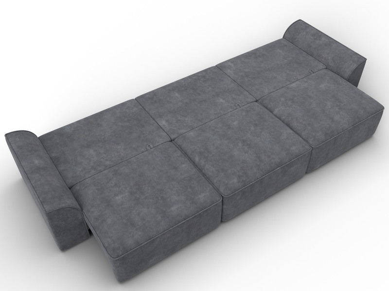 Диван прямой Лига-048 НПБ Лонг, Велюр, BRUT 16 темно-серый