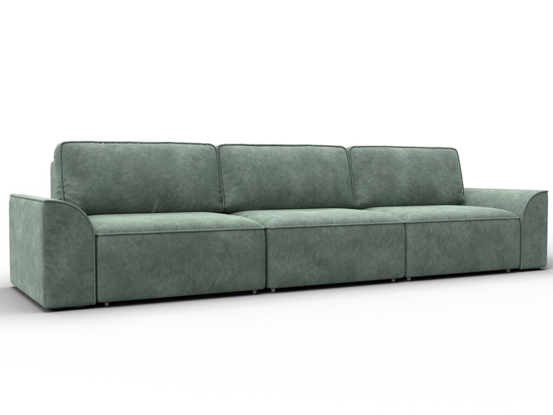 Диван прямой Лига-048 НПБ Лонг, Велюр, BRUT 08 зеленый