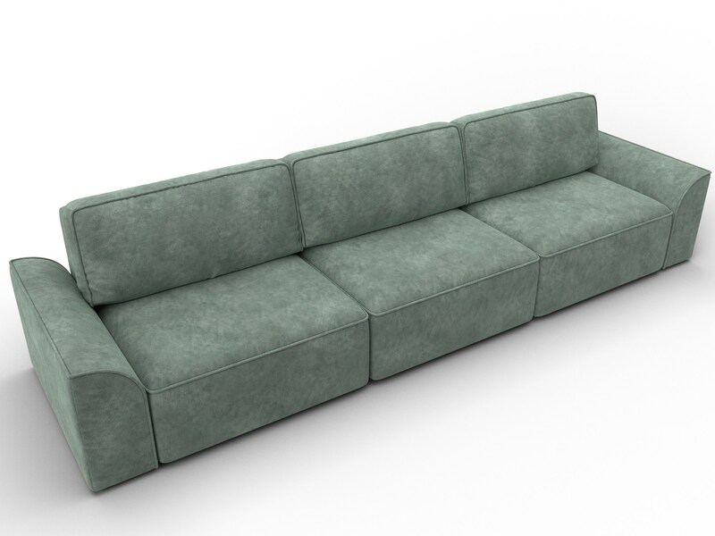 Диван прямой Лига-048 НПБ Лонг, Велюр, BRUT 08 зеленый