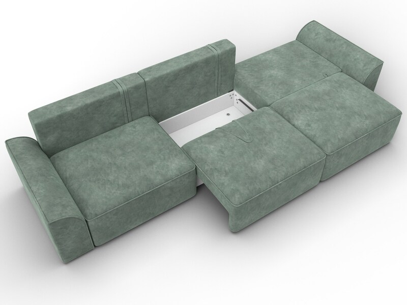 Диван прямой Лига-048 НПБ Лонг, Велюр, BRUT 08 зеленый