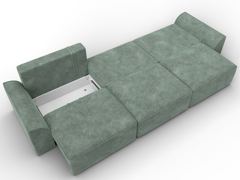 Диван прямой Лига-048 НПБ Лонг, Велюр, BRUT 08 зеленый