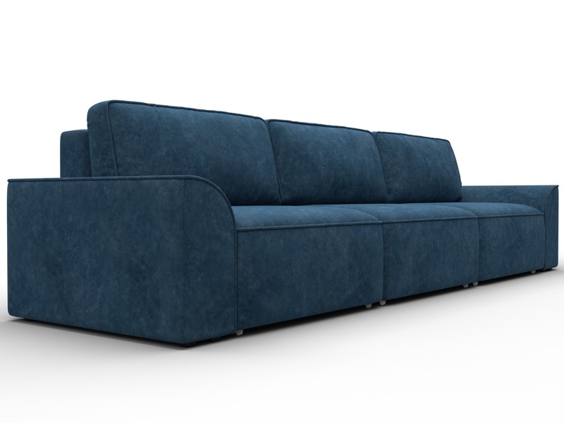 Диван прямой Лига-048 НПБ Лонг, Велюр, BRUT 11 синий