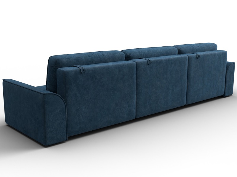 Диван прямой Лига-048 НПБ Лонг, Велюр, BRUT 11 синий