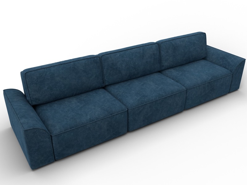 Диван прямой Лига-048 НПБ Лонг, Велюр, BRUT 11 синий