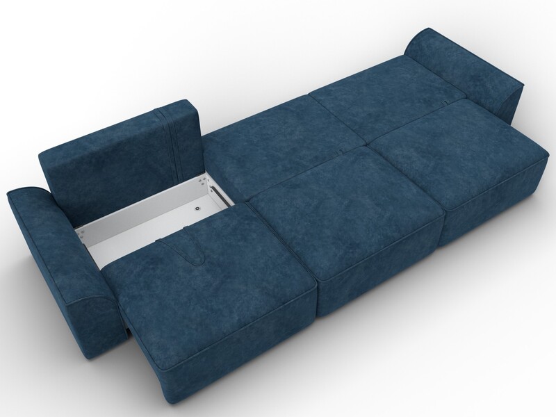 Диван прямой Лига-048 НПБ Лонг, Велюр, BRUT 11 синий