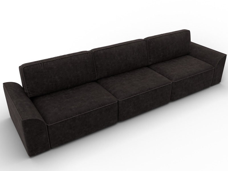 Диван прямой Лига-048 НПБ Лонг, Велюр, BRUT 17 коричневый