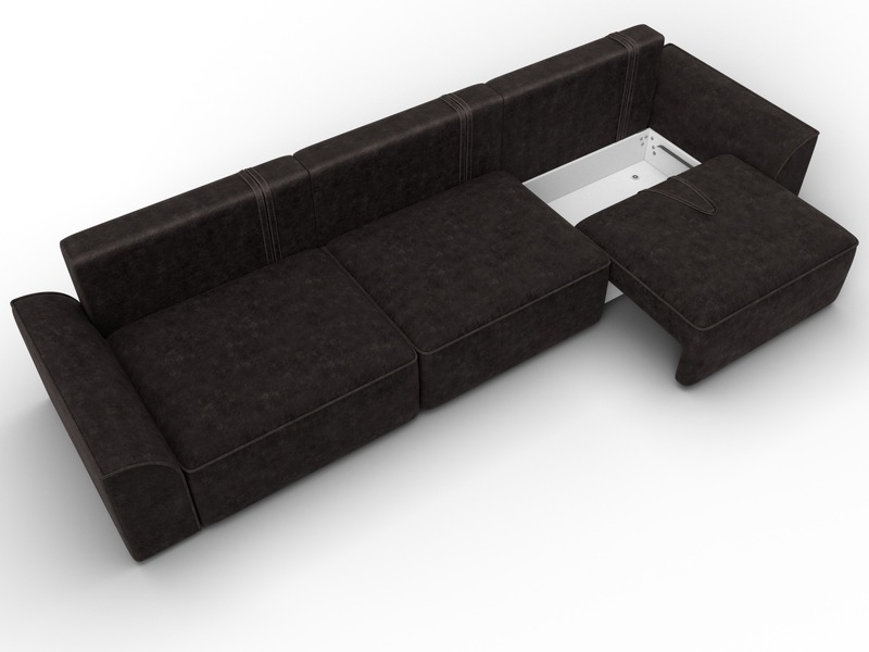 Диван прямой Лига-048 НПБ Лонг, Велюр, BRUT 17 коричневый