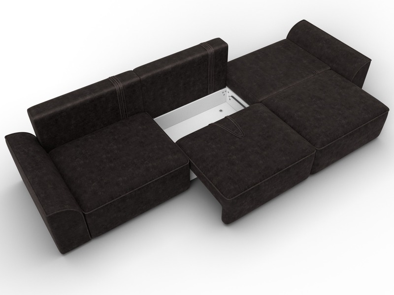 Диван прямой Лига-048 НПБ Лонг, Велюр, BRUT 17 коричневый