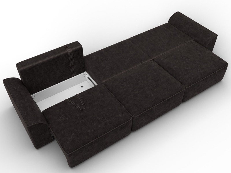 Диван прямой Лига-048 НПБ Лонг, Велюр, BRUT 17 коричневый